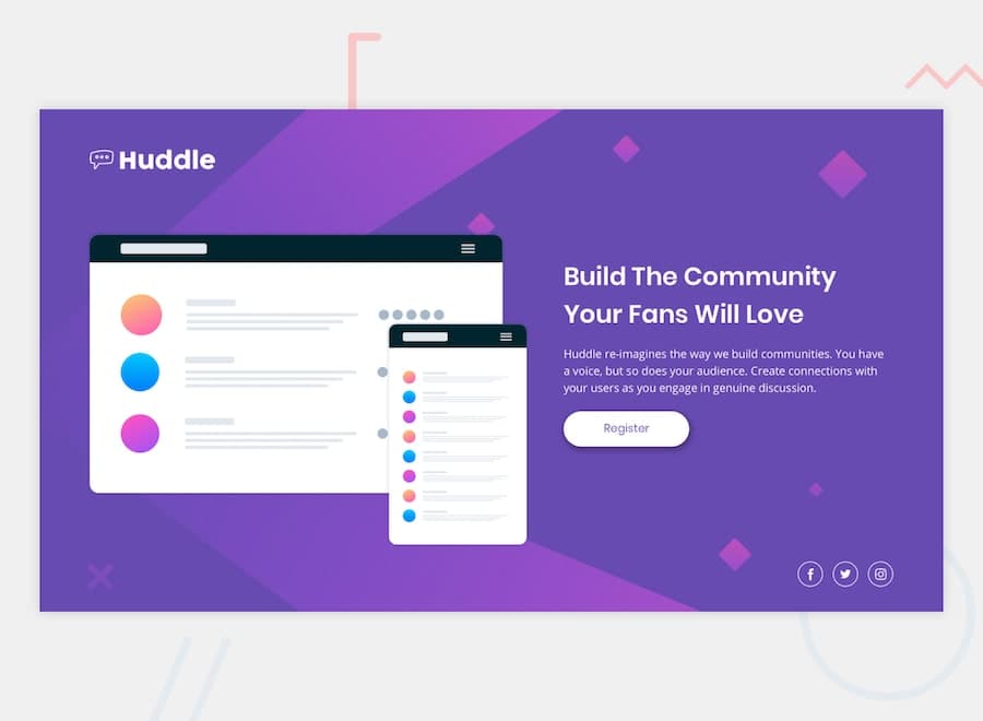 Huddle Landing Page preview